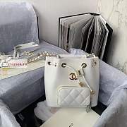 Chanel Deauville Drawstring Bucket Bag White AS2353 20x19x12cm - 3