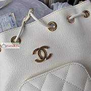 Chanel Deauville Drawstring Bucket Bag White AS2353 20x19x12cm - 2