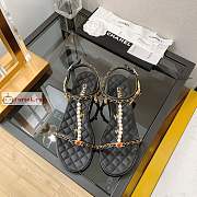 Chanel Sandals Leather And Jewelry Black G38916  - 6