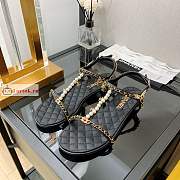 Chanel Sandals Leather And Jewelry Black G38916  - 3