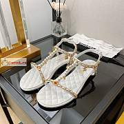 Chanel Sandals Leather And Jewelry White G38916  - 4