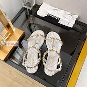 Chanel Sandals Leather And Jewelry White G38916  - 3