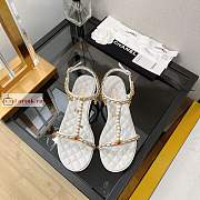 Chanel Sandals Leather And Jewelry White G38916  - 2