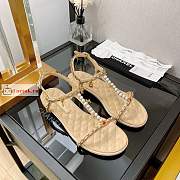 Chanel Sandals Leather And Jewelry Beige G38916  - 1