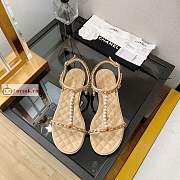 Chanel Sandals Leather And Jewelry Beige G38916  - 6