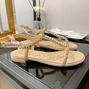 Chanel Sandals Leather And Jewelry Beige G38916  - 4
