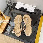 Chanel Sandals Leather And Jewelry Beige G38916  - 5