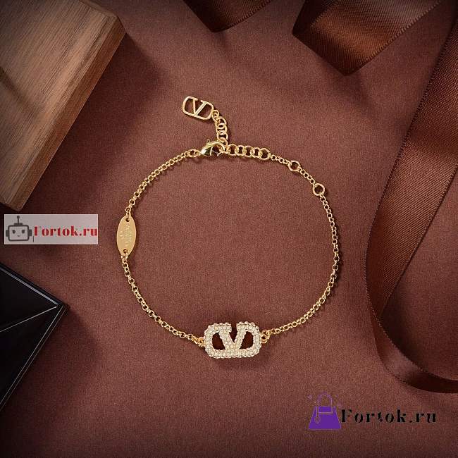 Valentino Logo Signature Bracelet In Gold Metal  - 1