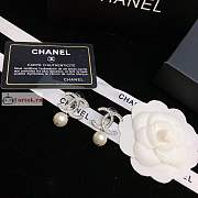 Chanel CC Logo With Pearl Drop In Silver-tone Earrings - 1