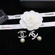Chanel CC Logo With Pearl Drop In Silver-tone Earrings - 6