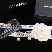 Chanel CC Logo With Pearl Drop In Silver-tone Earrings - 5