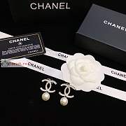 Chanel CC Logo With Pearl Drop In Silver-tone Earrings - 2