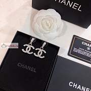 Chanel CC Logo Drop With Crystal In Silver-tone Earrings - 5