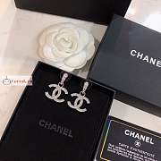 Chanel CC Logo Drop With Crystal In Silver-tone Earrings - 4