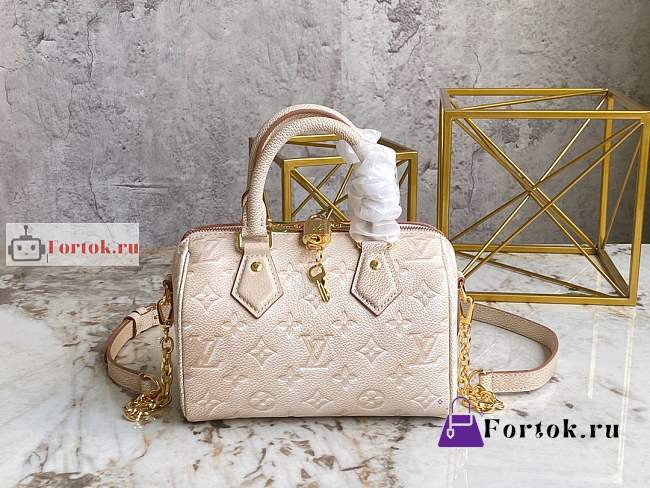 Louis Vuitton Speedy Bandouliere 20 Sprayed Beige M46163 20.5x13.5x12cm - 1