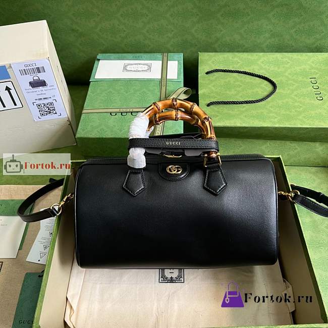 Gucci Diana Japan Limited Travel Bag In Leather Black 655663 30x18x15cm - 1