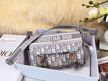 Dior Small Diorcamp Bag Oblique Embroidery White M1241 23x15x8cm