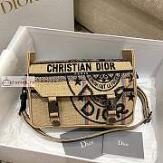 Dior Small Diorcamp Bag Jute Canvas Embroidery Beige M1241 23x15x8cm - 1
