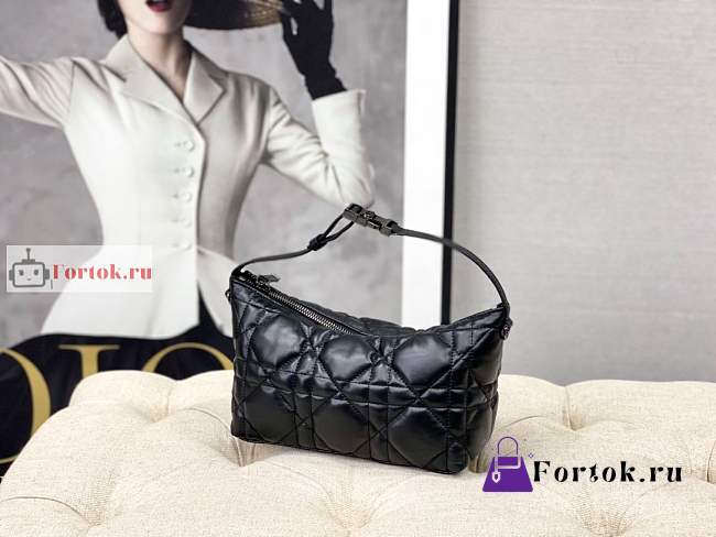 Dior Medium Nomad Pouch Macrocannage Black S5554 22×13×9.5cm - 1