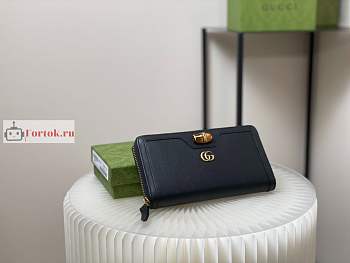 Gucci Diana Continental Wallet Leather Black 658634 19x10cm