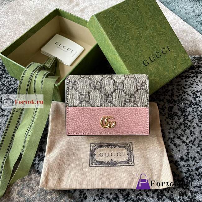 Gucci GG Marmont Card Wallet Pink 658610 11x9x3cm - 1