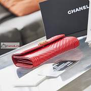 Chanel Boy Wallet Chevron In Grained Leather Red A84385 10×15×3.5cm - 3