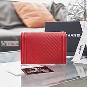 Chanel Boy Wallet Chevron In Grained Leather Red A84385 10×15×3.5cm - 4