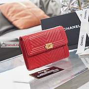 Chanel Boy Wallet Chevron In Grained Leather Red A84385 10×15×3.5cm - 5