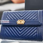 Chanel Boy Wallet Chevron In Grained Leather Blue A84385 10×15×3.5cm - 6