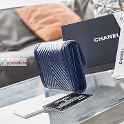 Chanel Boy Wallet Chevron In Grained Leather Blue A84385 10×15×3.5cm - 4