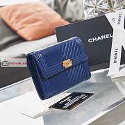 Chanel Boy Wallet Chevron In Grained Leather Blue A84385 10×15×3.5cm - 2