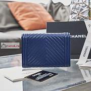 Chanel Boy Wallet Chevron In Grained Leather Blue A84385 10×15×3.5cm - 3