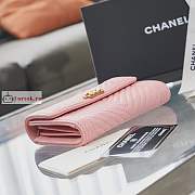 Chanel Boy Wallet Chevron In Grained Leather Pink A84385 10×15×3.5cm - 4
