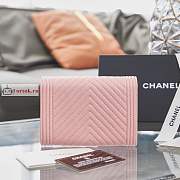 Chanel Boy Wallet Chevron In Grained Leather Pink A84385 10×15×3.5cm - 5
