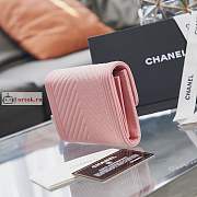 Chanel Boy Wallet Chevron In Grained Leather Pink A84385 10×15×3.5cm - 3
