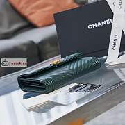 Chanel Boy Wallet Chevron In Grained Leather Forest Green A84385 10×15×3.5cm - 6
