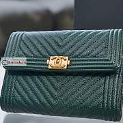 Chanel Boy Wallet Chevron In Grained Leather Forest Green A84385 10×15×3.5cm - 4