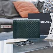 Chanel Boy Wallet Chevron In Grained Leather Forest Green A84385 10×15×3.5cm - 3