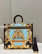 Fendi Medium Sunshine Fendace Printed Blue Shopper 8BH386 35x31x17cm - 4