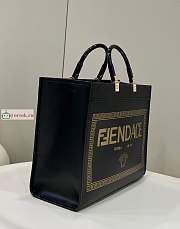 Fendi Medium Sunshine Fendace Printed Black Shopper 8BH386 35x31x17cm - 4