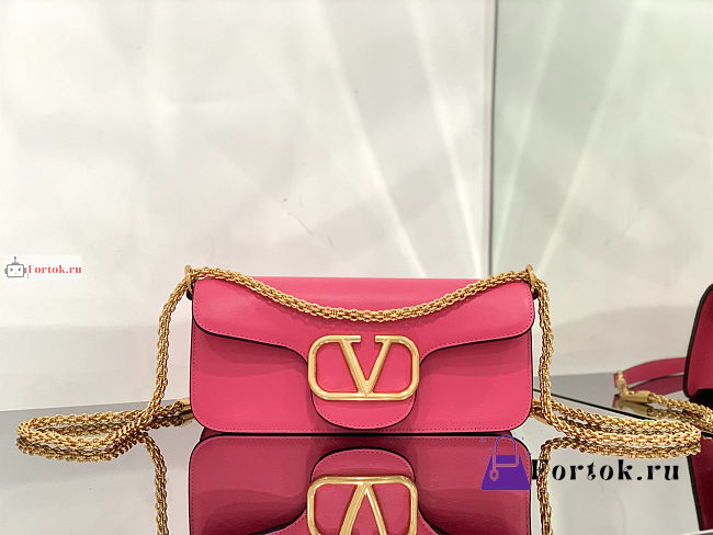 Valentino Loco Garavani Shoulder Bag In Leather Pink 27x13x6cm - 1