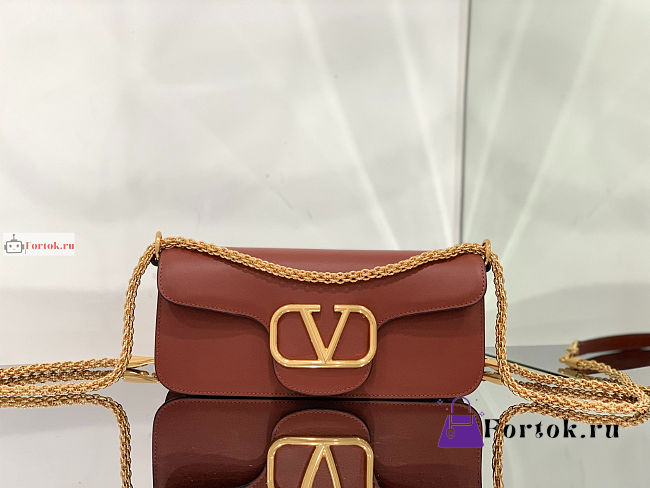 Valentino Loco Garavani Shoulder Bag In Leather Brown 27x13x6cm - 1
