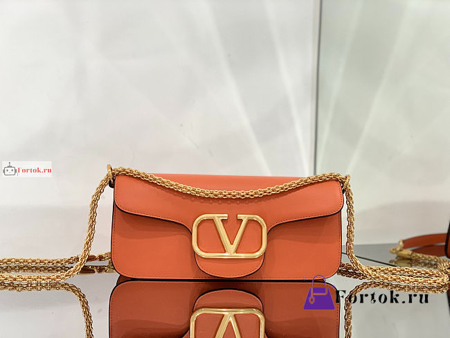 Valentino Loco Garavani Shoulder Bag In Leather Orange 27x13x6cm - 1