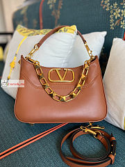 Valentino Stud Sign Hobo Bag Brown 20x15x7cm - 1