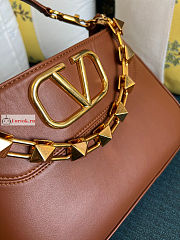Valentino Stud Sign Hobo Bag Brown 20x15x7cm - 2
