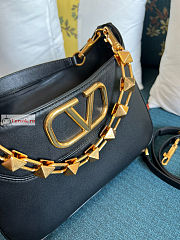 Valentino Stud Sign Hobo Bag Black 20x15x7cm - 6