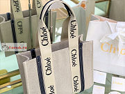 Chloe Medium Woody Tote Bag Blue 37x26x12cm - 4