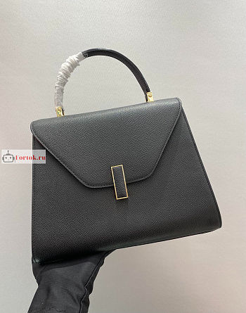 Valextra Medium Iside Bag Leather Black 12x20x26cm