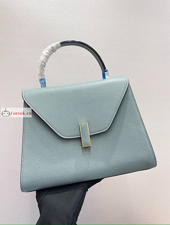 Valextra Medium Iside Bag Leather Blue 12x20x26cm