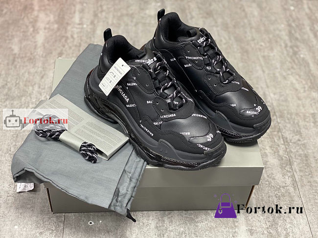 Balenciaga Triple S All Over Logo Sneaker Black  - 1